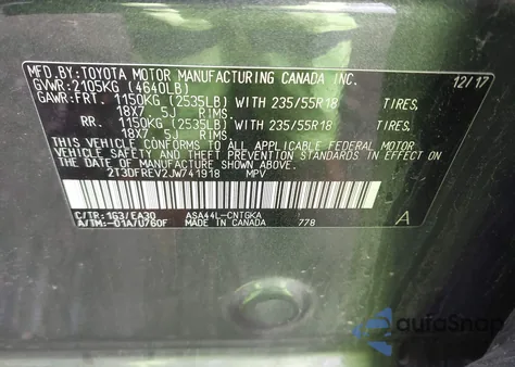 2018 Toyota Rav4 Limited from USA, damaged, VIN 2T3DFREV2JW741918